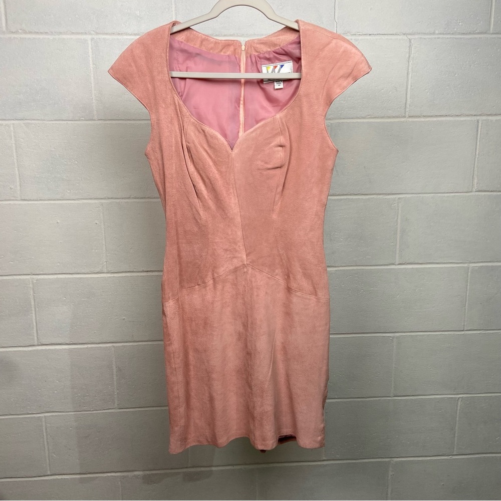 Vintage Wilson's Leather Mini Dress Womens Medium Pink 80's 90's Bodycon Barbie